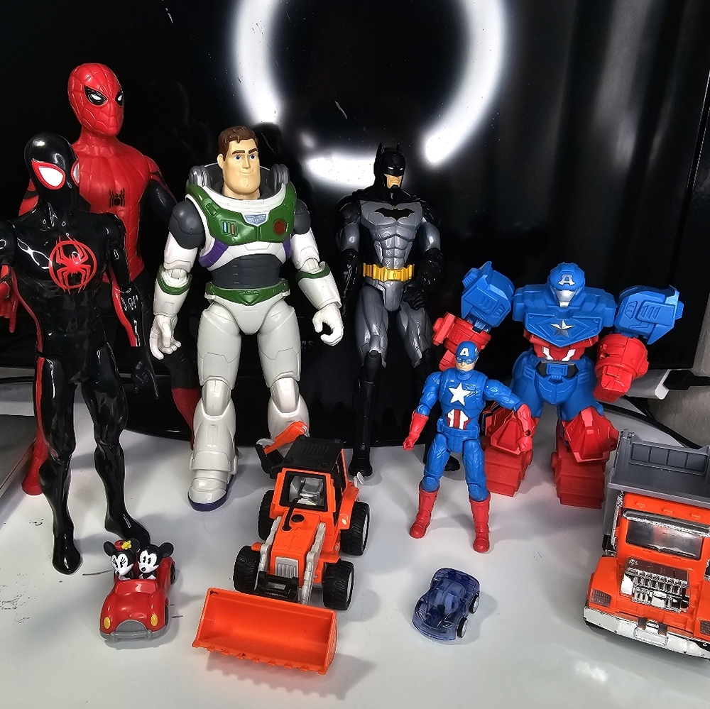Superhero & Toy Story Action Figure Bundle Lot – Spider-Man, Batman, Captain Ame